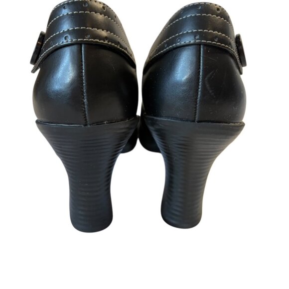 LEI Vintage Black Chunky Heels with Button Y2K 90's Womens Loafers Size 10 - Picture 6 of 9